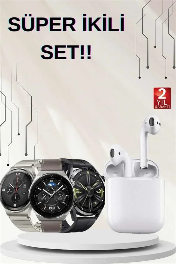 Akıllı Saat ve Kulaklık Seti Dokunmatik Ekran 5.0 Bluetooth Bağlantılı Sesli Görüşme görsel 2