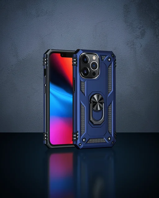 Apple İphone 13 Pro Max Kılıf Sofya Yüzüklü Silikon Kapak - Lacivert