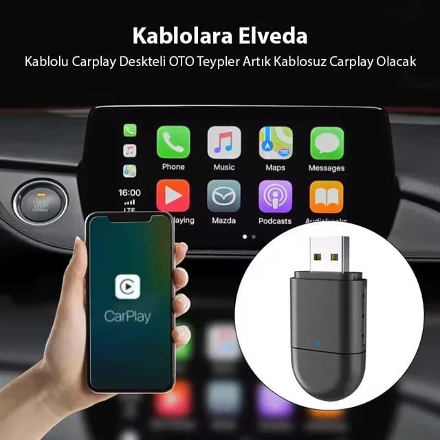 PM-27447 Kablosuz Carplay - Android Auto Çevirici Dönüştürücü Adaptör İki Girişli USB - TYPE-C görsel 2
