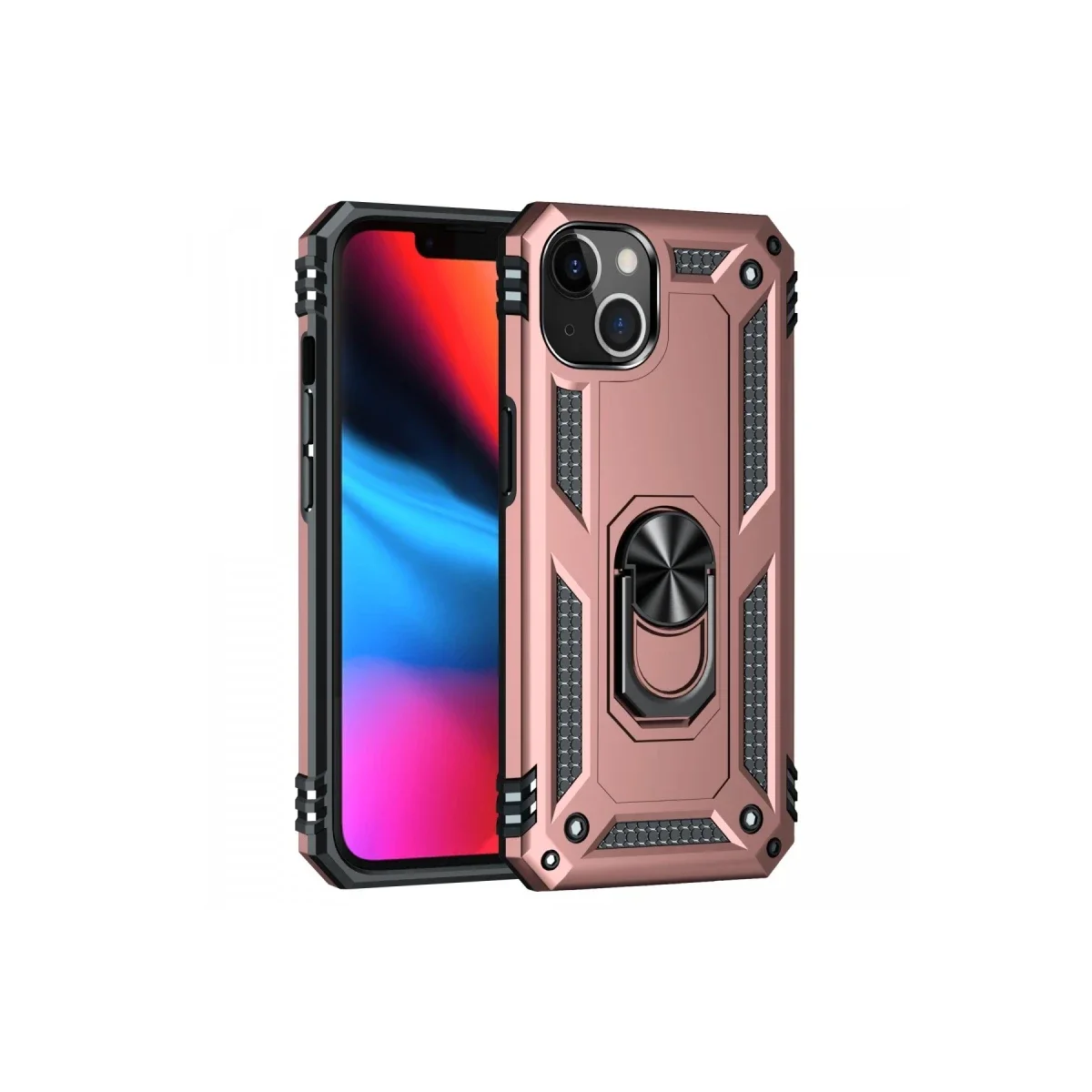 Apple iPhone 13 Kılıf Sofya Yüzüklü Silikon Kapak - Rose