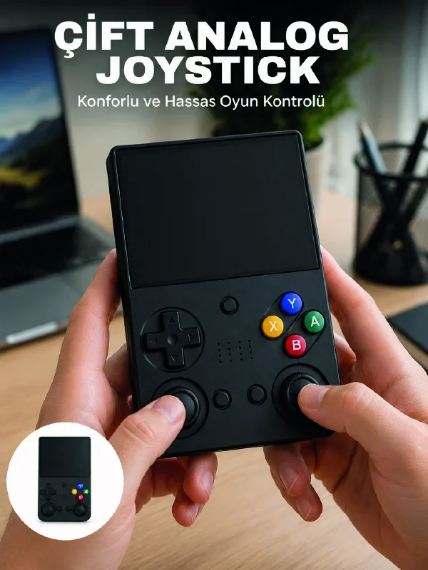 3.5 İnç IPS Ekran Retro Oyun Konsolu 64GB Dahili Hafıza Çift og Joystick Taşınabilir El Konsolu