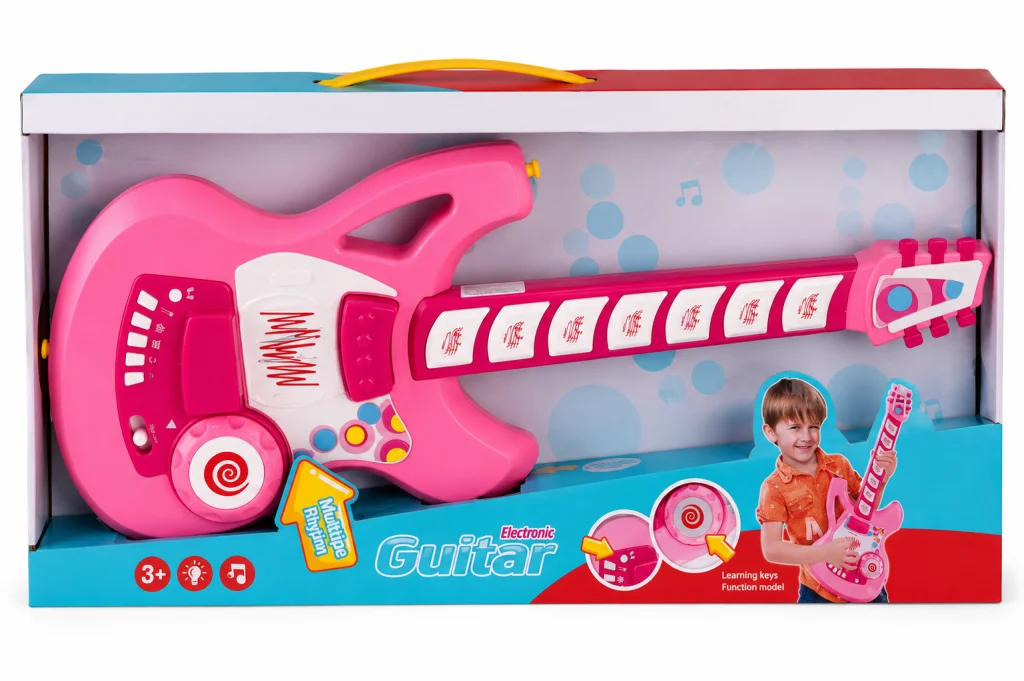 4933 Gitar Fonk Tuşlu Askılı Pembe Sesli görsel 3