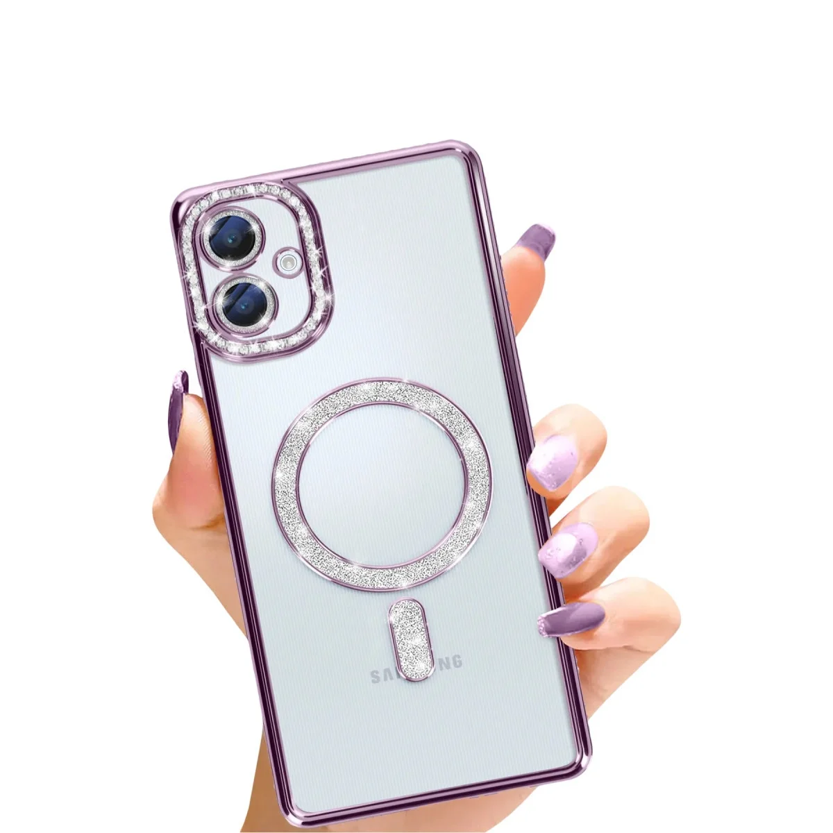 Samsung Galaxy A06 Joke Simli Magneticsafe Kılıf - Derin Mor görsel 2