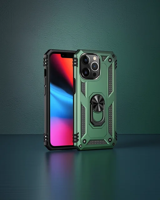 Apple İphone 14 Pro Kılıf Sofya Yüzüklü Silikon Kapak - Yeşil