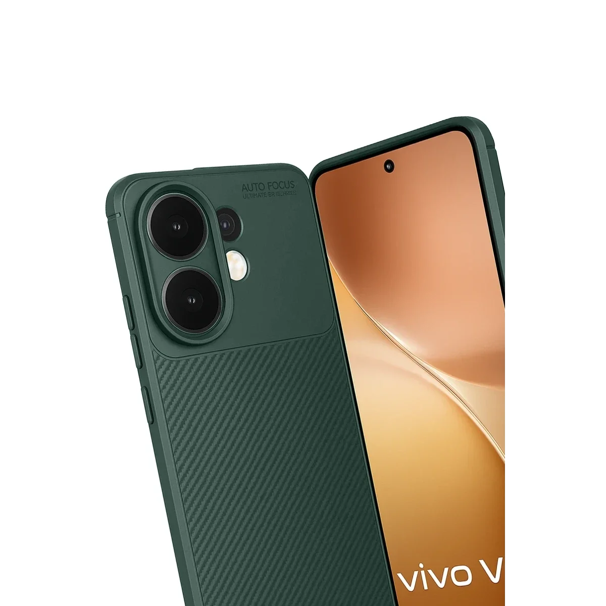 Vivo V60 5G Auto Focus Karbon Kapak - Koyu Yeşil görsel 3