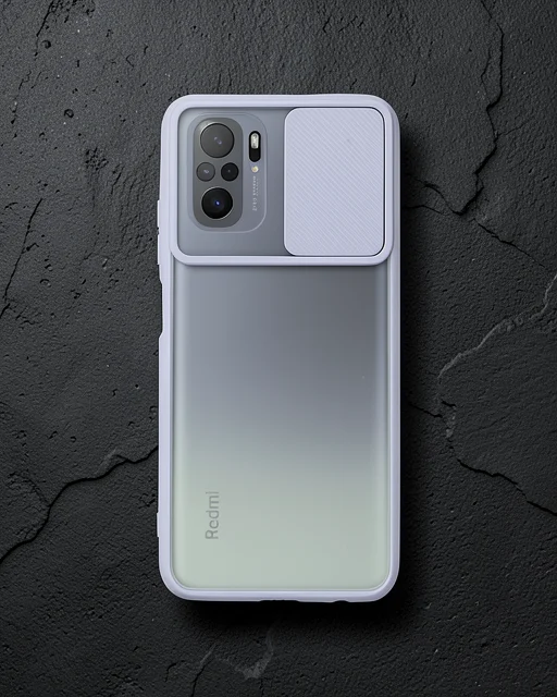 Xiaomi Redmi Note 10 Kılıf Palm Buzlu Kamera Sürgülü Silikon - Lila