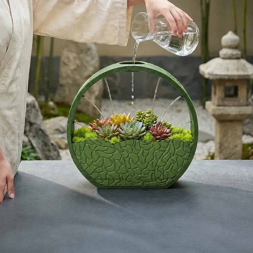 3D Baskı Self-Watering Planter - Kendi Kendini Sulayan Saksı-Yeşil