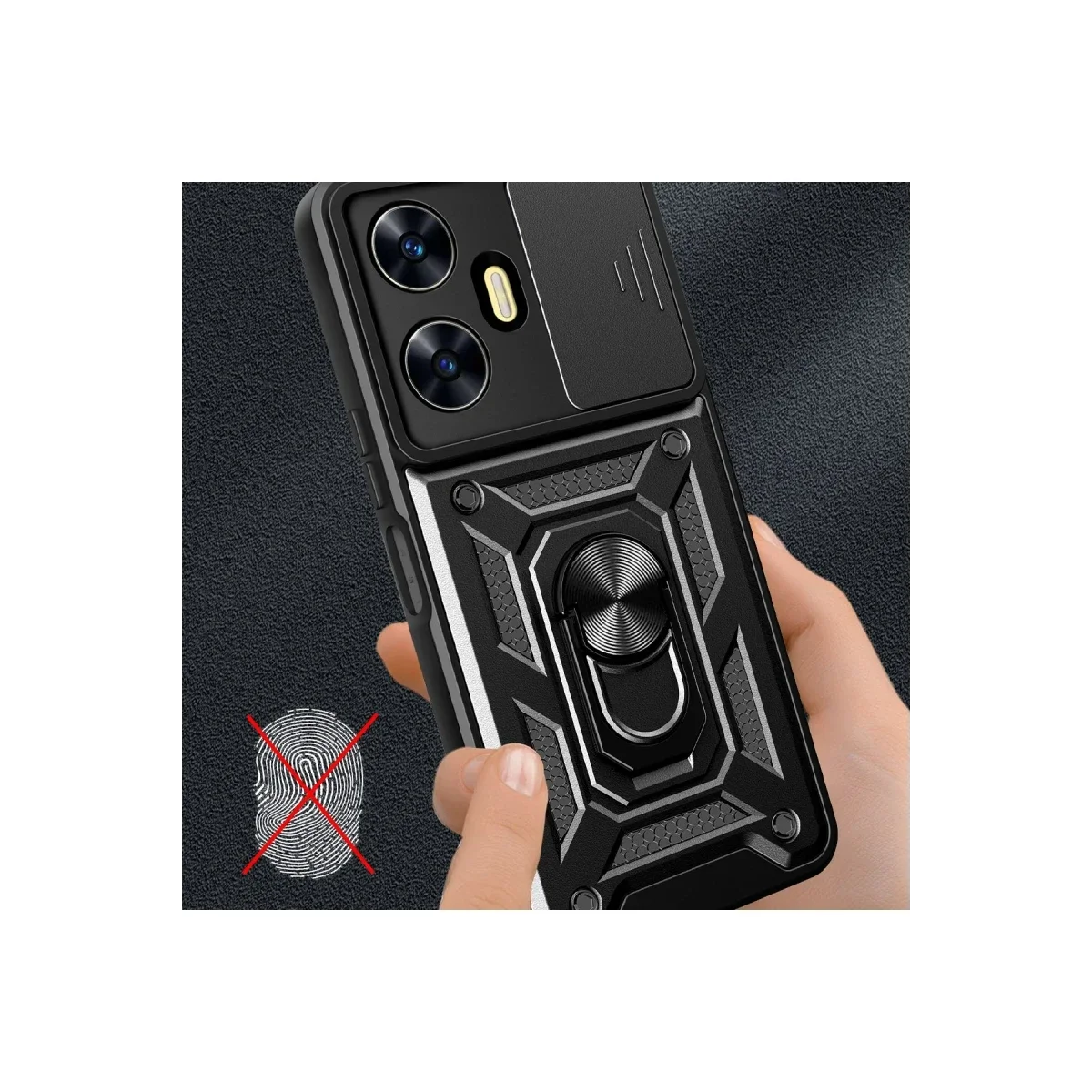 Realme C55 Kılıf Pars Lens Yüzüklü Silikon - Siyah görsel 3