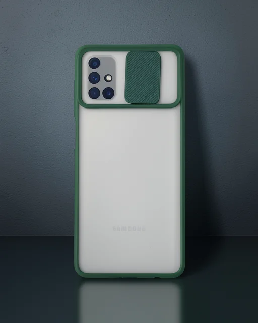Samsung Galaxy M51 Kılıf Palm Buzlu Kamera Sürgülü Silikon - Yeşil