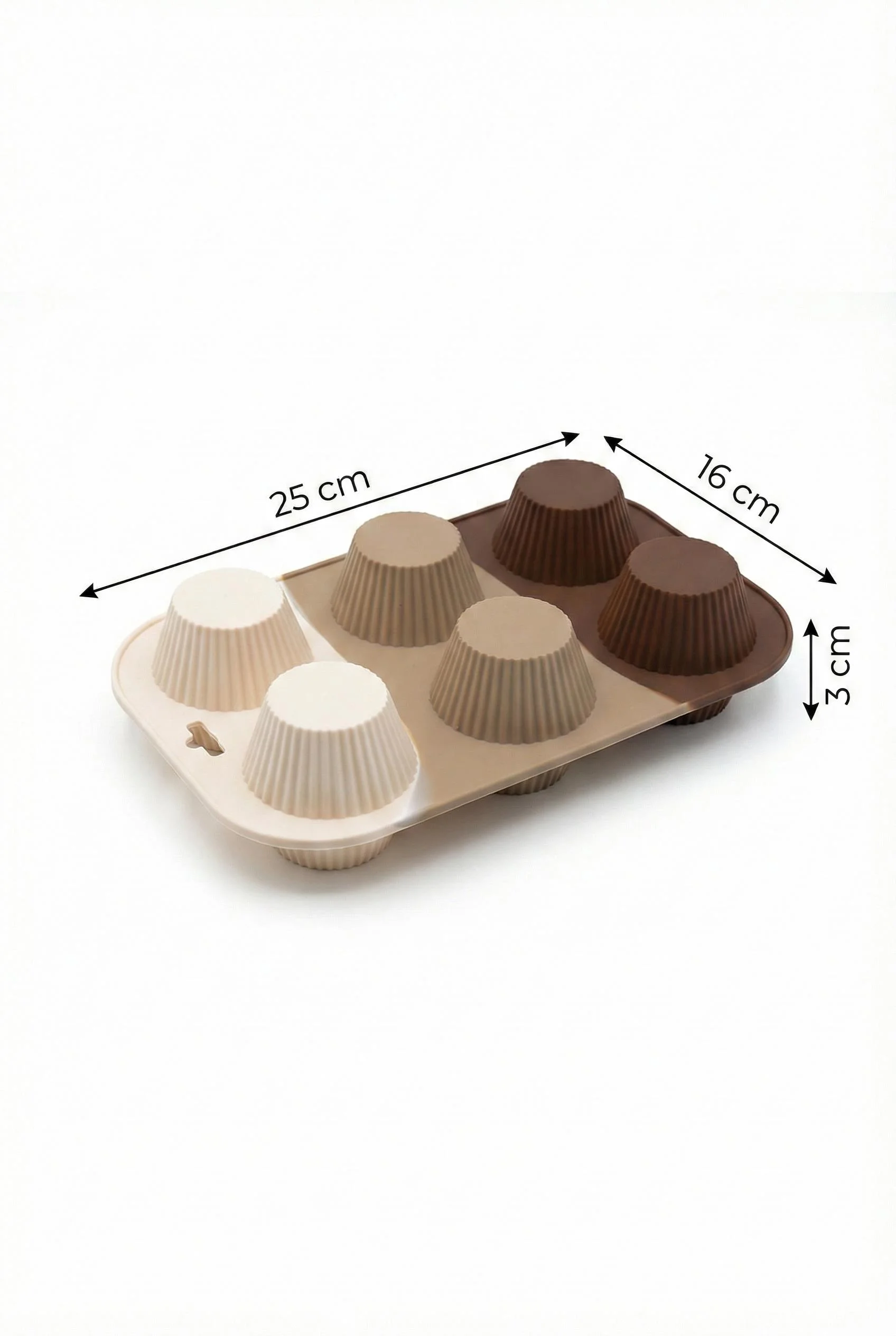 Kahve Rengi 6’lı Silikon Kek Ve Çikolata Kalıbı & Muffin Kabı Pişirme Gereci 16x25 cm görsel 3