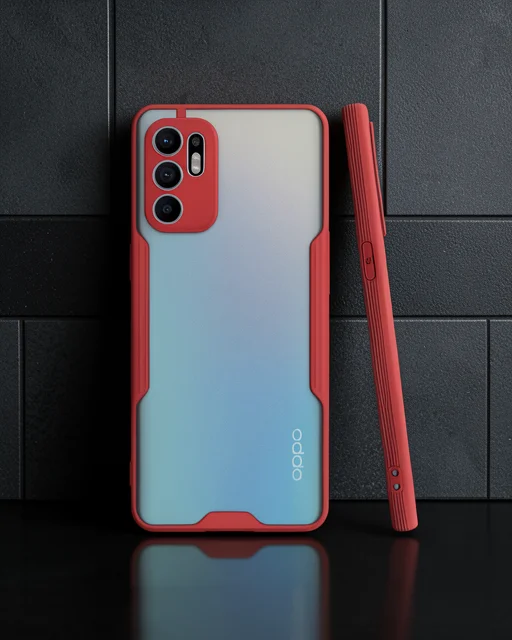 Oppo Reno 6 Kılıf Platin Silikon - Kırmızı