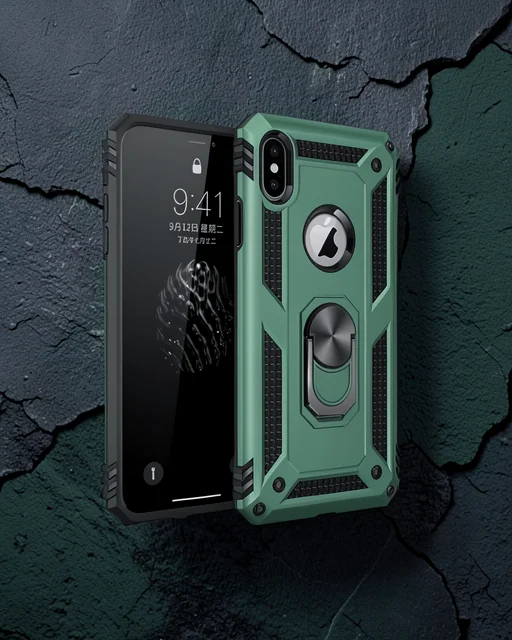 Apple İphone Xs Max Kılıf Sofya Yüzüklü Silikon Kapak - Yeşil