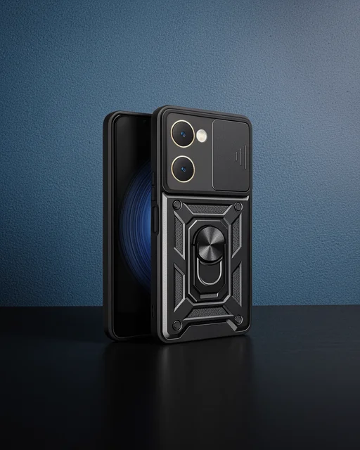 Vivo Y18 Kılıf Pars Lens Yüzüklü Silikon - Siyah