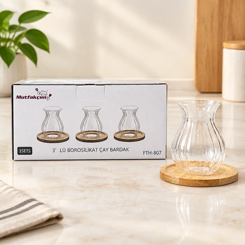 Bambu Tabaklı Çay Bardağı