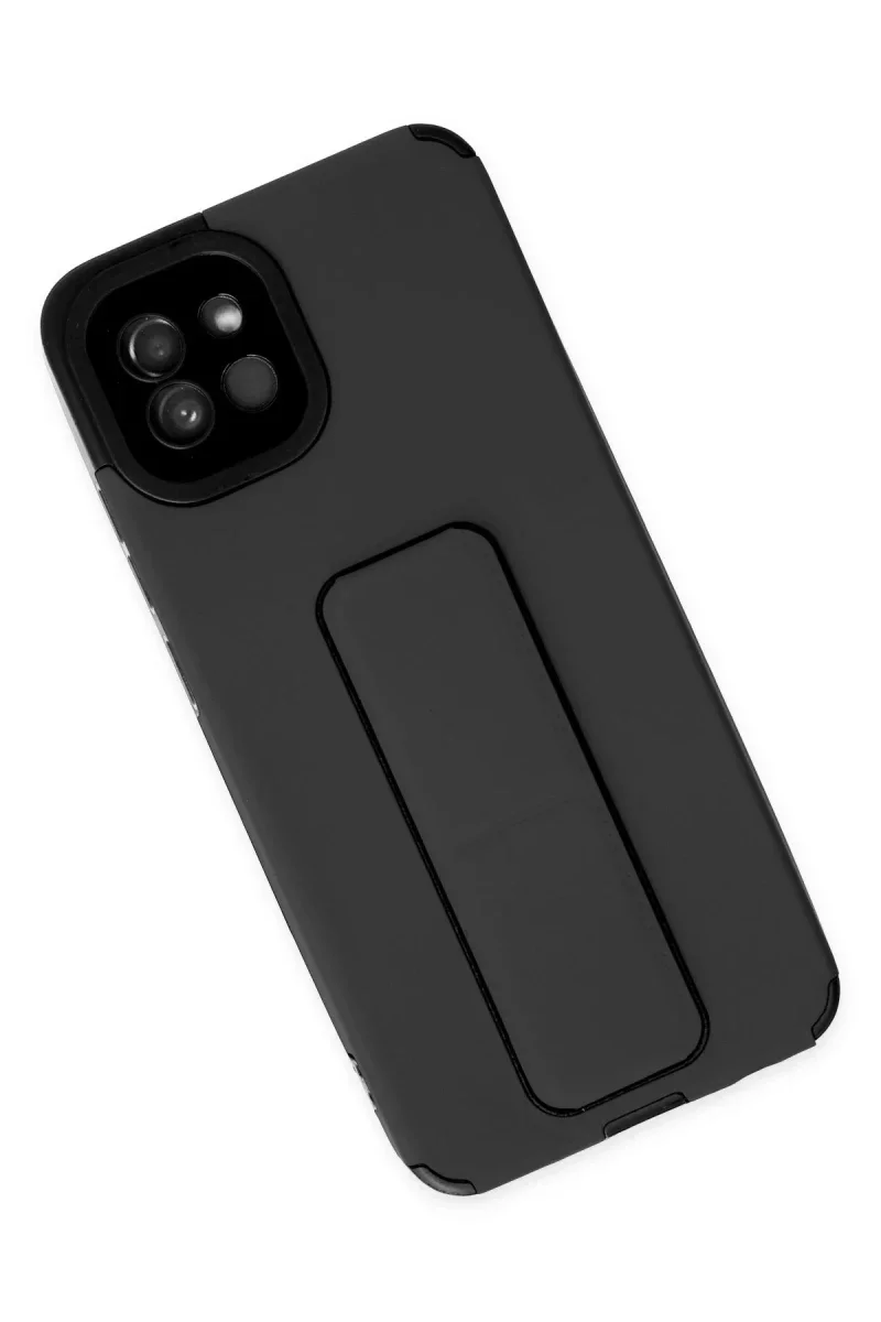 Samsung Galaxy A03 Kılıf Mega Standlı Silikon - Siyah görsel 3