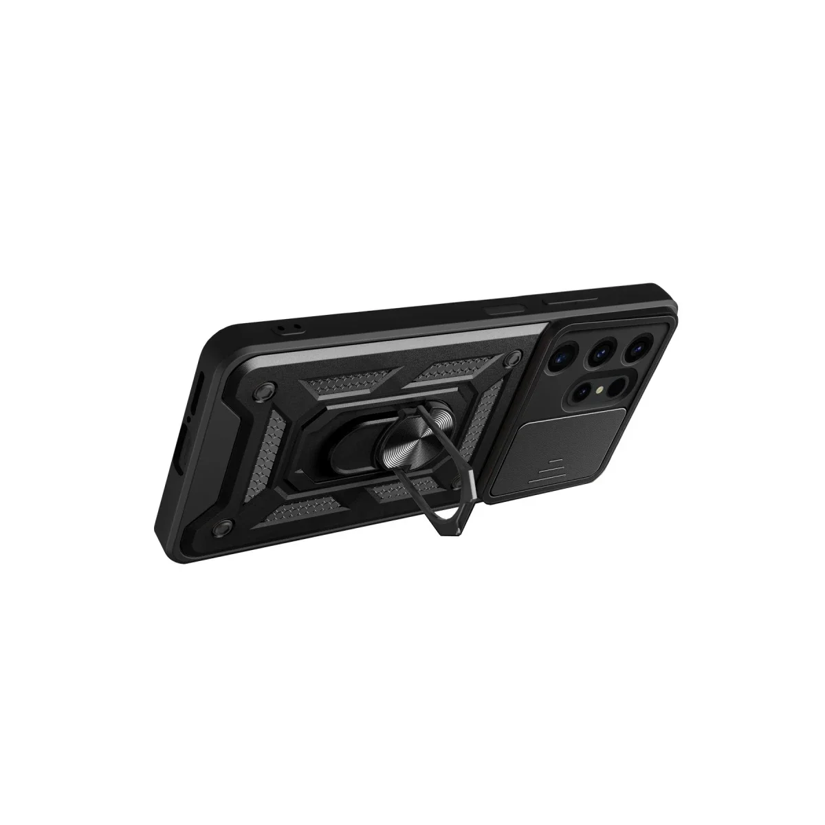 Samsung Galaxy S24 Ultra Kılıf Pars Lens Yüzüklü Silikon - Siyah görsel 3
