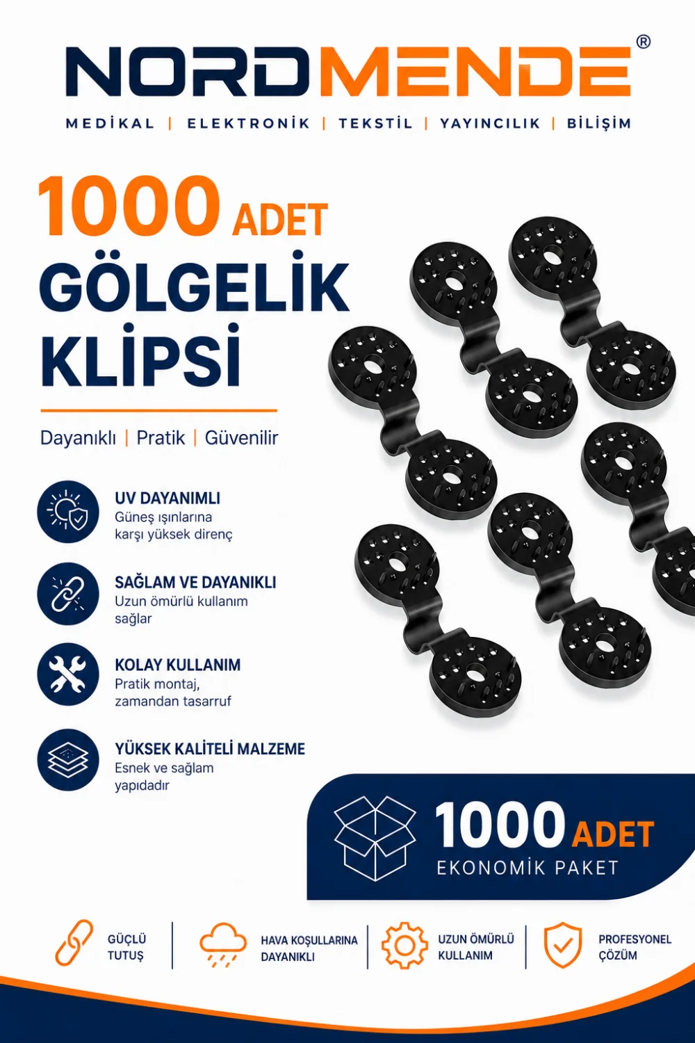 1000 Adet Gölge Filesi Klipsi | Sera Filesi Sabitleme Klipsi | Güneşlik Örtü Klipsi | Yerli Üretim | UV Dayanımlı görsel 2