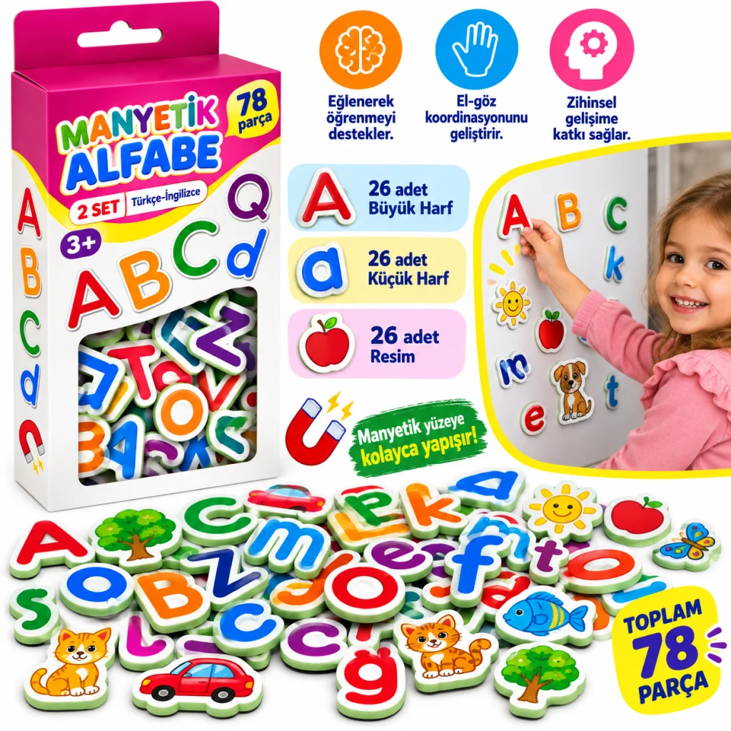 2866 Manyetik Türkçe-ingilizce Alfabe