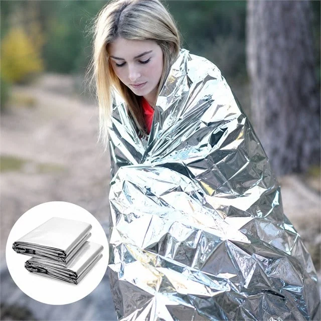 SN-14528 130x210cm Gümüş Acil Durum Termal İlkyardım Battaniyesi Isı Yansıtıcı Rüzgar Su Geçirmez görsel 2