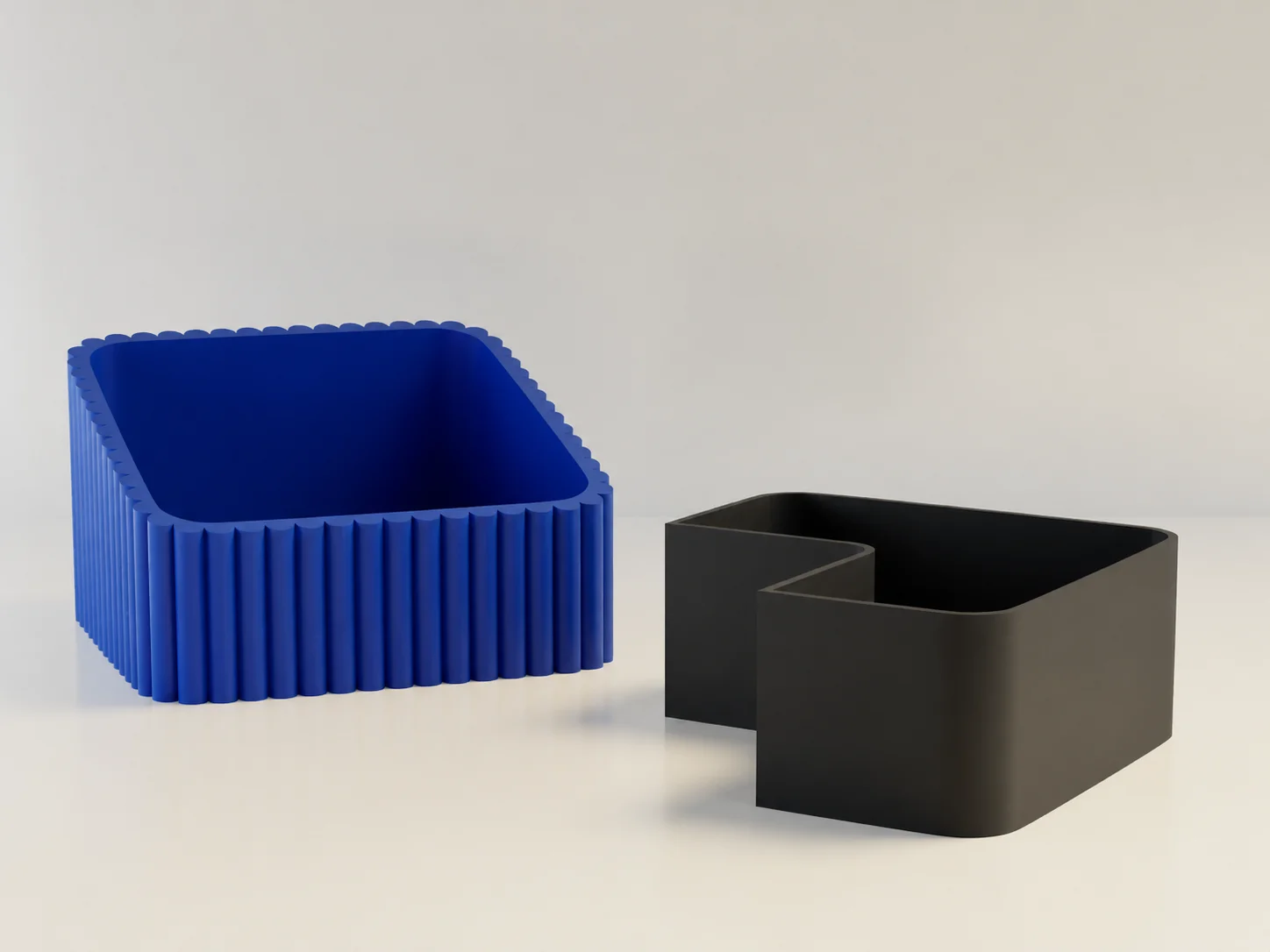 3D Baskı Fıstık Kasesi - Çift Hazneli Kabuk Ayırıcı Sunum Kasesi - Mavi Siyah görsel 2