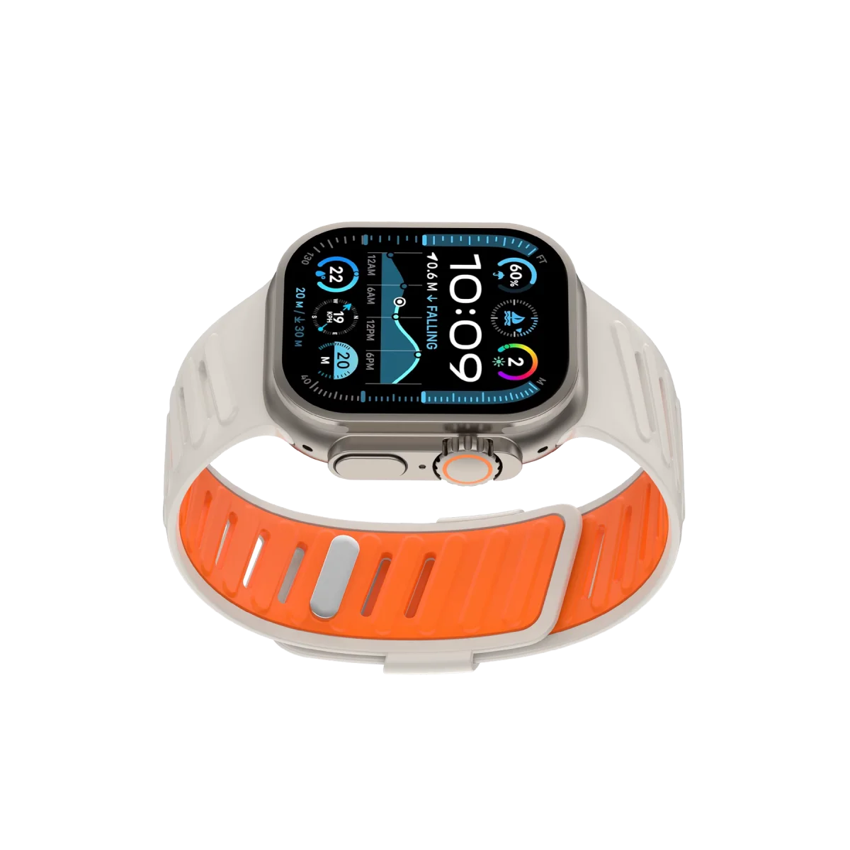 Apple Watch Ultra 49mm Twin Silikon Kordon - Beyaz-Turuncu görsel 2