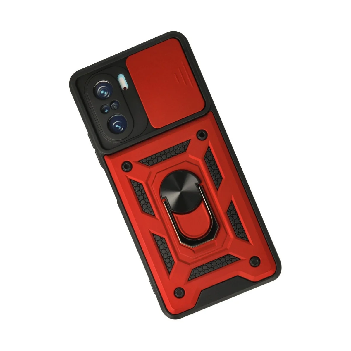 Xiao Poco F3 Kılıf Pars Lens Yüzüklü Silikon - Kırmızı görsel 2