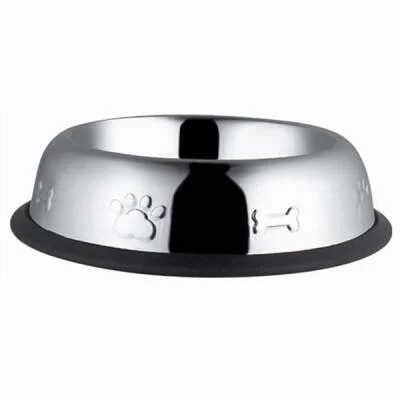 Desenli Oval Metal Kedi ve Küçük Irk Köpek Mama Su Kabı 8 Oz 12 Cm
