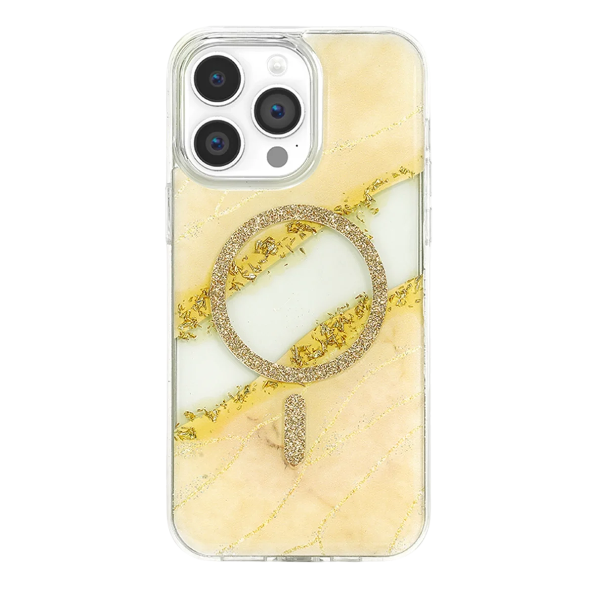 Onegif Apple İphone 14 Pro Max Lotus Simli Magsafe Kapak - Gümüş görsel 3