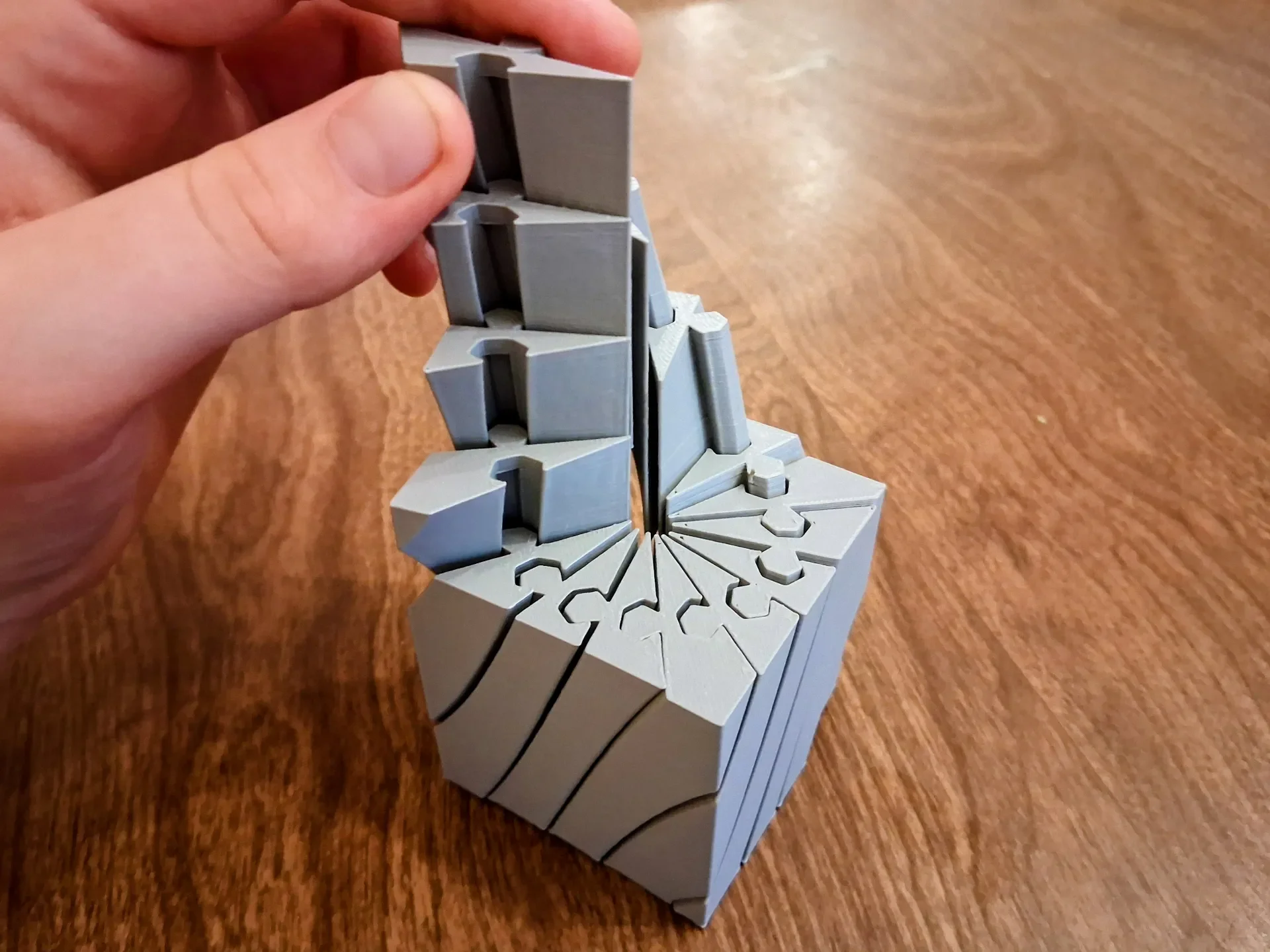 3D Baskı Twisting Küp - Mekanik Dönen Bulmaca Küpü-Gri görsel 2