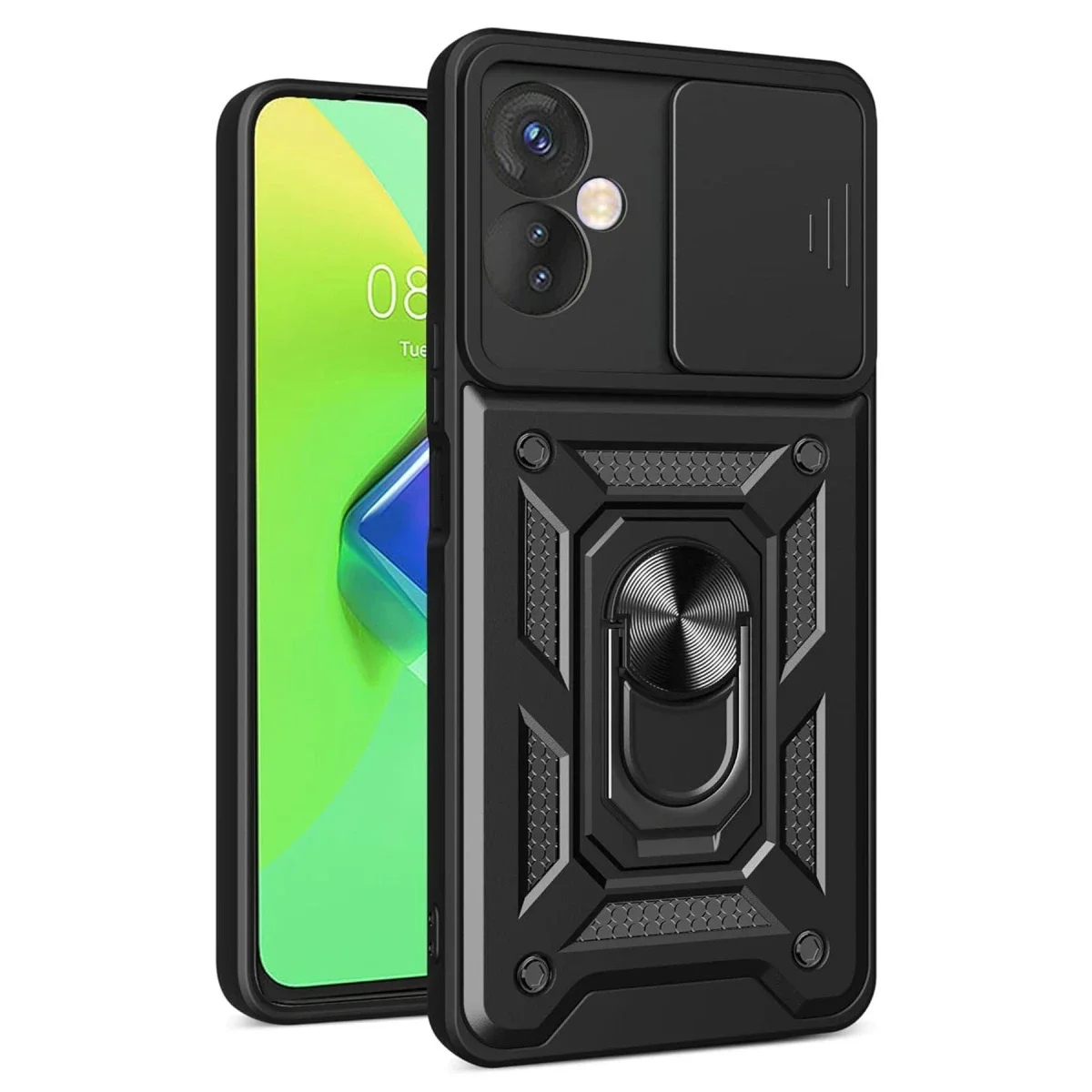 İnfinix Hot 30 4G Kılıf Pars Lens Yüzüklü Silikon - Siyah