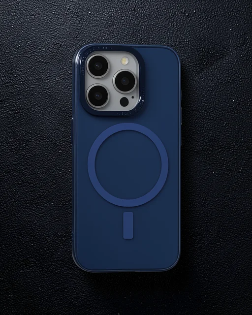 Apple İphone 15 Pro Kılıf Anka Pc Magneticsafe Sert Metal Kapak - Lacivert