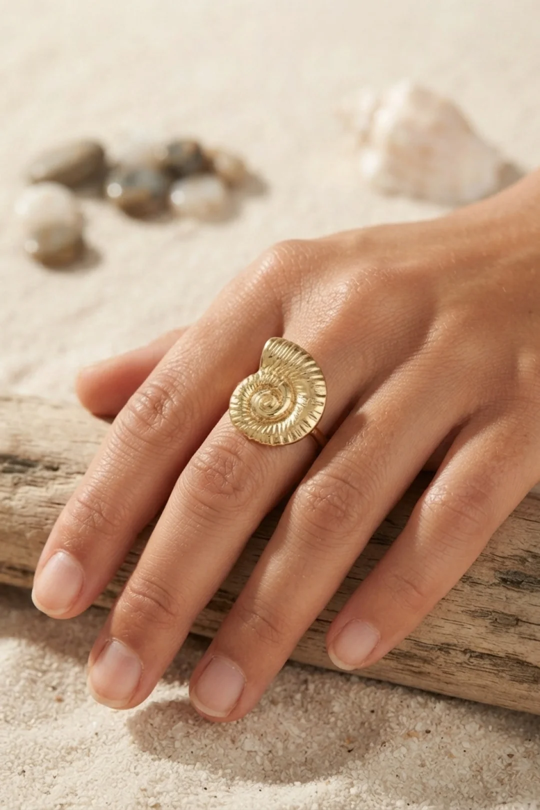 Nautilus Tasarım Gold Renk Kadın Yüzük görsel 2