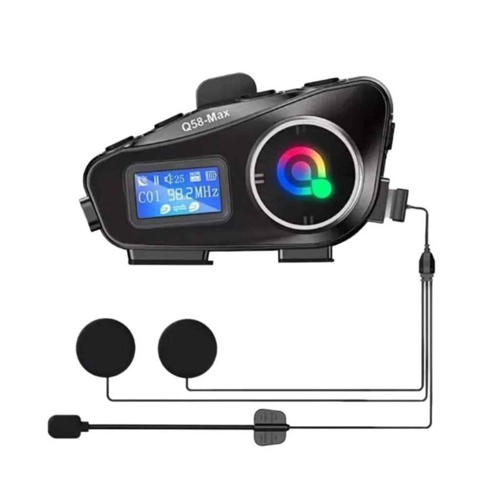 Q58 Motorsikletler İçin Fener Özellikli SD Kart Bölümlü LCD Ekranlı Kablosuz Bluetooth Kulaklıklı – Suya Dayanıklı Kask Kulaklığı görsel 5
