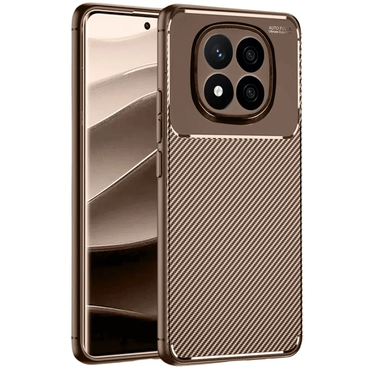 Xiaomi Redmi Note 14 Pro 5G Kılıf Auto Focus Karbon Kapak - Kahverengi