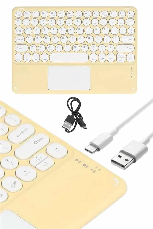 Android ve İOS Uyumlu Bluetooth Klavye Touchpad Slim Kablosuz Wifi Q Klavye görsel 3