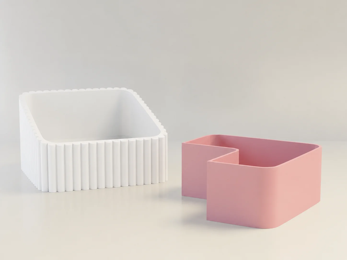 3D Baskı Fıstık Kasesi - Çift Hazneli Kabuk Ayırıcı Sunum Kasesi - Beyaz Pembe görsel 2