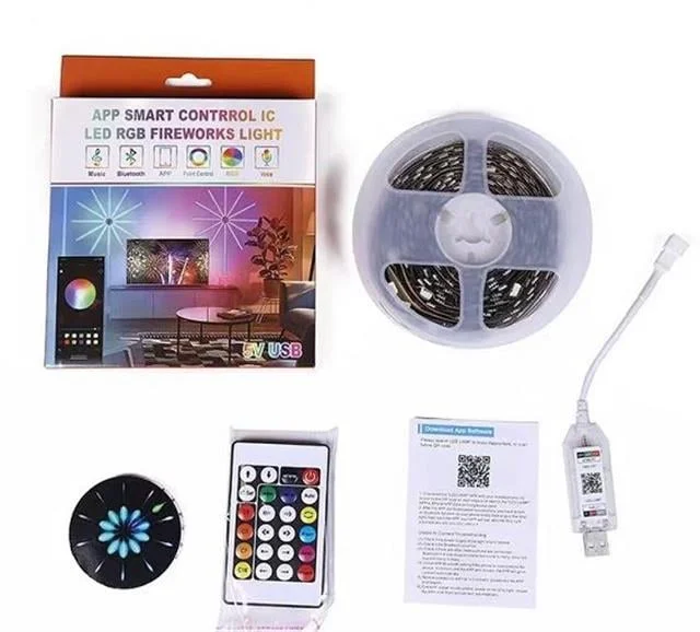 SN-22231 Bluetooth Havai Fişek LED Seti Sese Duyarlı RGB Rengi Akıllı Şerit Işık 200+ Efektli Oda Aydınlatma