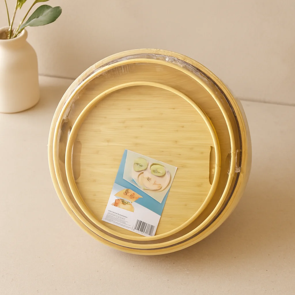 Bambu Ahşap Yuvarlak Tepsi Seti 30/35/38 cm (3'lü)
