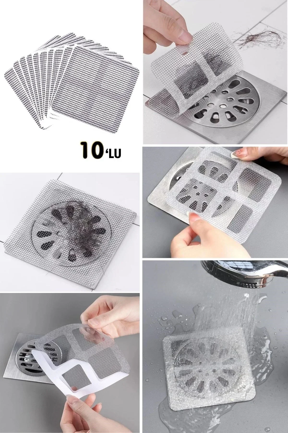 10'lu Banyo ve Mutfak Lavabo Koku Önleyici ve Haşere Böcek Önleyici Gider Filtresi görsel 6