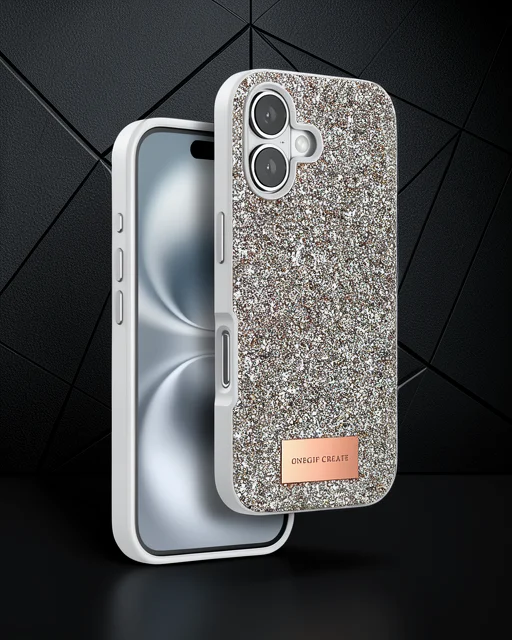 Onegif Apple İphone 16 Bright Simli Kapak - Gold