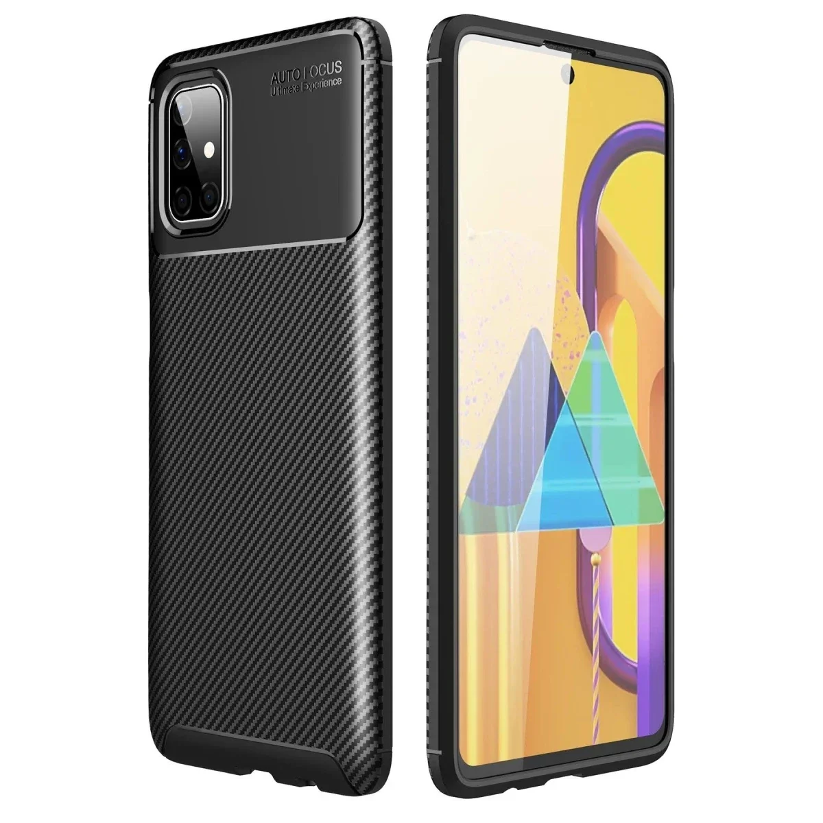 Samsung Galaxy M51 Kılıf Auto Focus Karbon Kapak - Siyah görsel 3