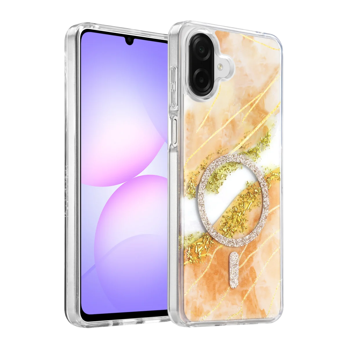 Onegif Samsung Galaxy A07 4G Lotus Simli Magsafe Kapak - Turuncu