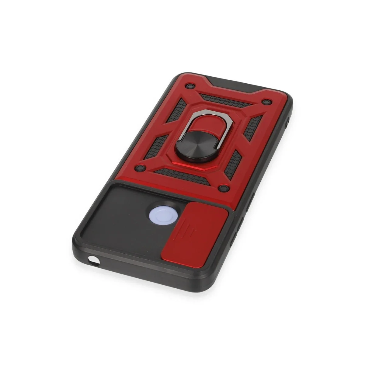 Xiaomi Redmi 12C Kılıf Pars Lens Yüzüklü Silikon - Kırmızı görsel 4