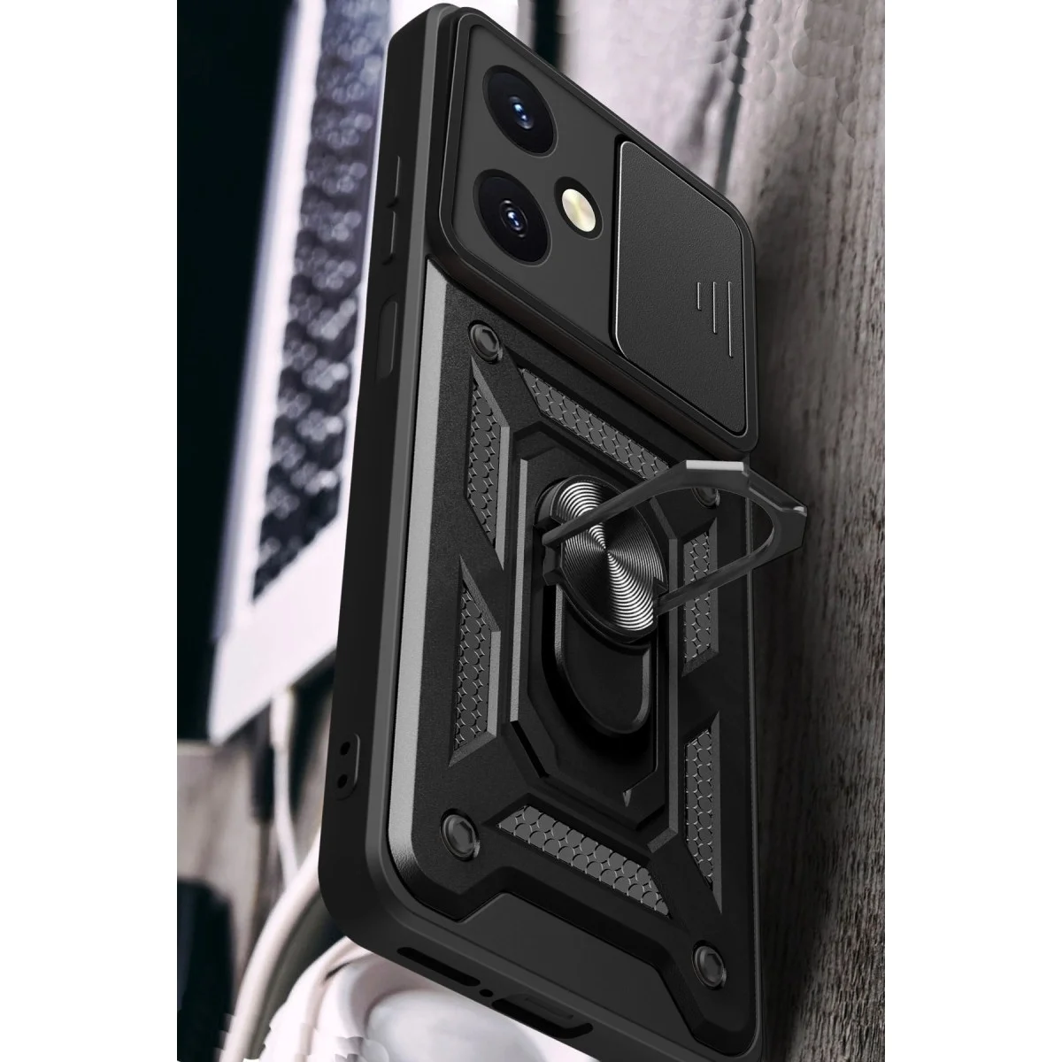 Vivo Y27 Kılıf Pars Lens Yüzüklü Silikon - Gümüş görsel 3