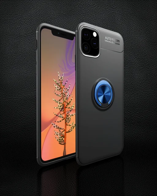 Apple İphone 11 Pro Max Kılıf Range Yüzüklü Silikon - Siyah-mavi