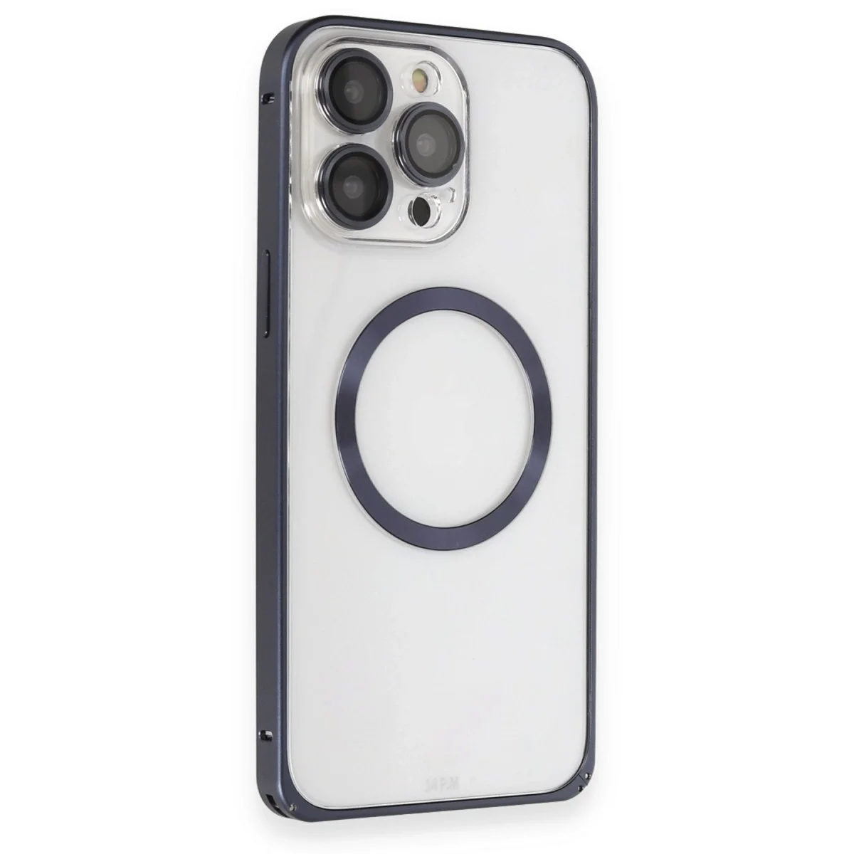 Joko Apple İphone 15 Pro Max Kılıf Metal Bumper Magneticsafe Kapak - Lacivert