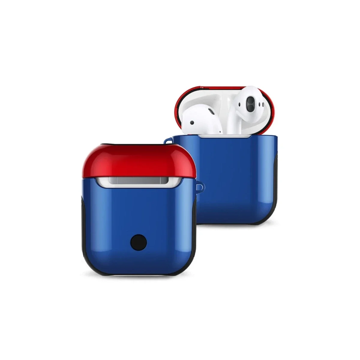 Apple Airpods 2 (2.nesil) 3in1 Kılıf - Lacivert-Kırmızı