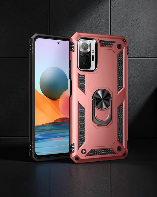 Xiaomi Redmi Note 10 Pro Kılıf Sofya Yüzüklü Silikon Kapak - Rose