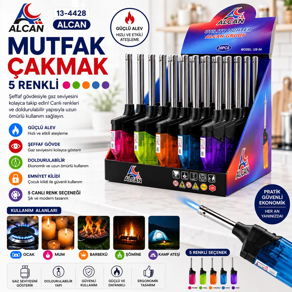 Izgaralı Rüzgar Geçirmez Ocak Çakmağı ( 1 Adet) görsel 3