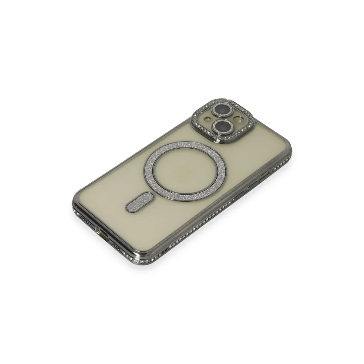 Apple iPhone 15 Kılıf Joke Simli Magneticsafe Kılıf - Gri görsel 3